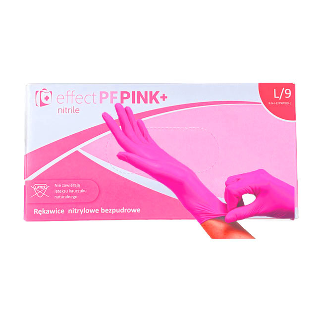 Rękawice effect pf PINK nitrylowe L
