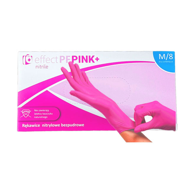 Rękawice effect pf PINK nitrylowe M