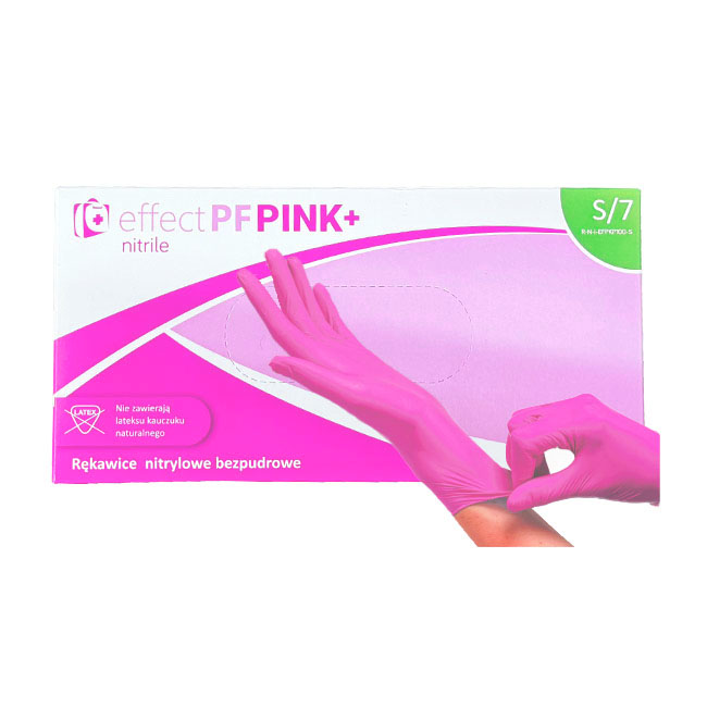 Rękawice effect pf PINK nitrylowe S